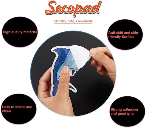 Non Slip Shark Bathtub Stickers, 20 PCS Adhesive Kids Anti Slip Decal Treads for Shower and Bath Tub with Premium Scraper, Each About 4.7" x 3.2"...