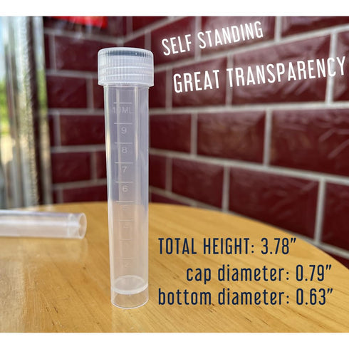 20 Piece 10 ml Self Standing Leakproof Graduated Cryovials with Plastic Screw Top Vials, Needle Storage Container, Centrifuge Tubes Laboratory Tes...