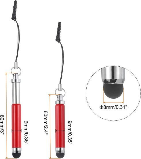 MECCANIXITY 5pcs Metallic Stylus Pen Retractable Aluminum Alloy Mini Capacitive Pens for Universal All Touch Screen Devices, Red......