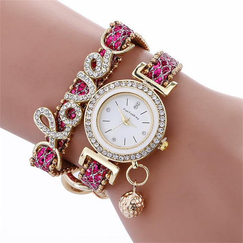 CdyBox Women Wholesale 6 pack Love Printed Bracelet Watches Set Lot Diamond Wrap Around Cuff Quartz Wrist Watch for Ladies Girls...