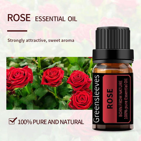GREENSLEEVES Rose Lemon Essential Oil Set, 100% Pure Aromatherapy Therapeutic Grade Oils for Diffuser, Humidifier, Massage - 2 x 10ml (Rose+Lemon)...