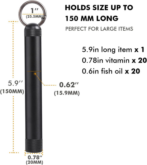 2 Pack Metal Storage Tube Container - Waterproof Holder Case Tube Container with Keychain, Safe for Money, Travel Items, Multitool EDC Every Day C...