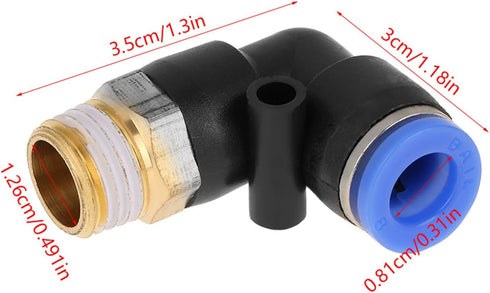 Push in Joint Pneumatic Connector, 10 pcs 8mm G1 push in anslutningar 90 Degree Male Thread Quick Fittings Push to Connect Lock Elbow Pipe L Shape...