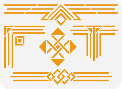FINGERINSPIRE Geometric Border Stencil 11.7x8.3 inch Art Decor Frames Borders Stencil Plastic Rectangle Triangle Pattern Template Reusable DIY Art...
