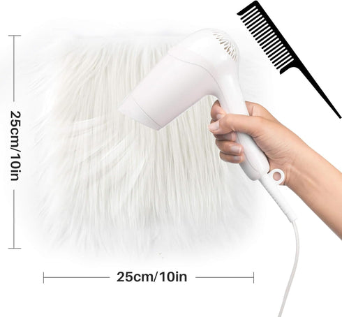 Sukh Shaggy Faux Fur Fabric - 10x10 inch White Faux Fur Trim Precut Fabric Strips Soft Plush Fabric Fur Patches for Fuzzy Craft Christmas Tree Tri...
