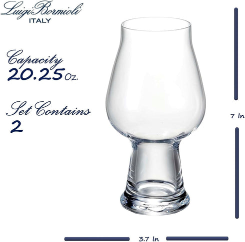 Luigi Bormioli Birrateque 20.25 oz Stout Beer Glasses (Set of 2) - Craft Beer Glasses for Baltic Porter, Irish Dry Stout, Milk Stout, Laser-Cut Ri...