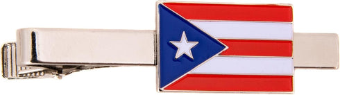 Desert Cactus Puerto Rico State Flag Tie Bar Made of Metal Souvenir Rectangle (Silver Tie Bar)...
