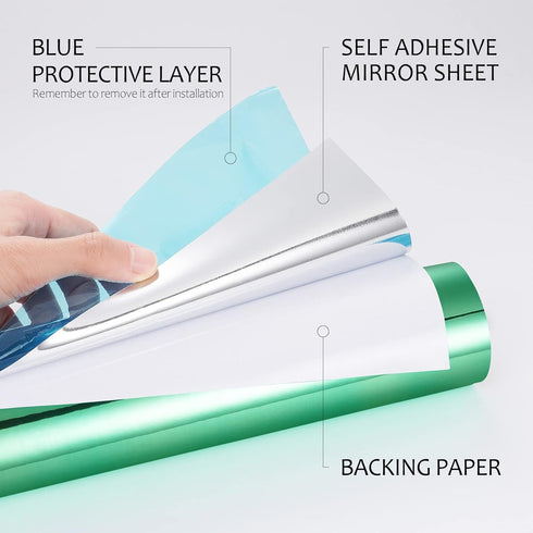 Stickyart Gold Mirror Paper Mirror Sheets Self Adhesive Non Glass Mirror for Craft, Waterproof Reflective Vinyl Permanent Adhesive Vinyl Sticker P...