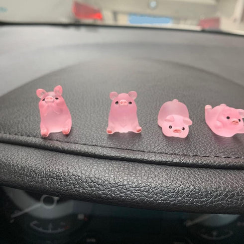 Lucky Piggy Toy Car Ornaments,6pcs Cute Pink Piggy Figures Car Dashboard Decorations Miniature Pig Figurines Landscape DIY Crafts Mini Resin Pig D...