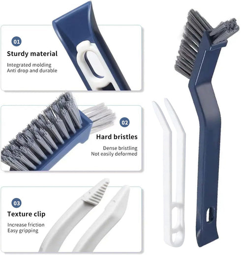 4 Pcs Cleaning Tool Set, Crevice Cleaning Brush, Hard Bristle Crevice Cleaning Brush, Household Use Multifunctional Gap Cleaning Brush with Built-...
