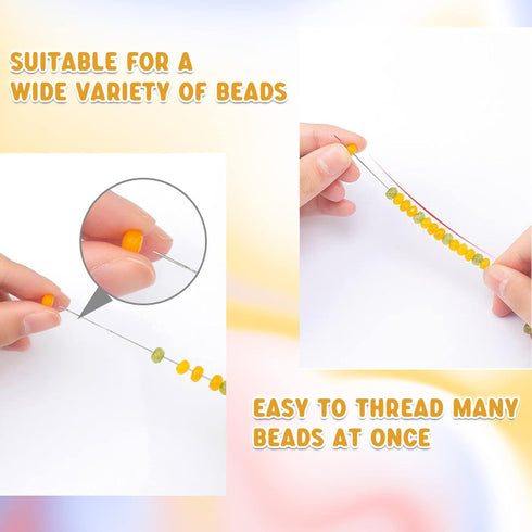 EuTengHao 19Pcs Big Eye Beading Needles Long Straight Beading Thread Needles Embroidery Needles Scissors Tweezers with Needle Bottle for Beading B...