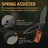 Spring Assisted Knife - 3.66" Sharp Blade - Tactical Pocket Knife for Men with Wood Handle Glass Breaker & Clip - Best Folding Knives for EDC Camp...