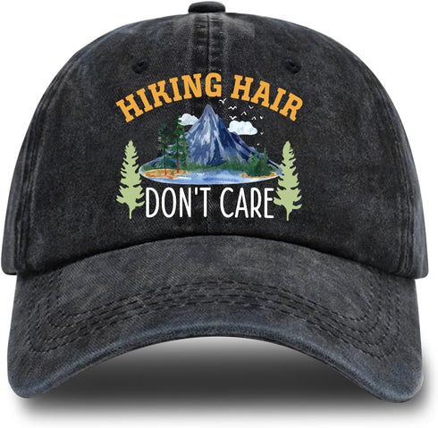 Hiking Adjustable Washed Cotton Baseball Cap, Funny Retro Trucker Hat Gift for Men Women Dad Mom Hiking Lover...