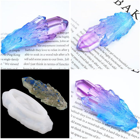 FineInno 8 PCS Crystal Resin Molds,Crystal Cluster Silicone Molds for Resin, Druzy Gem Molds, Iceberg Epoxy Molds for Making Jewelry, Isomalt, Can...