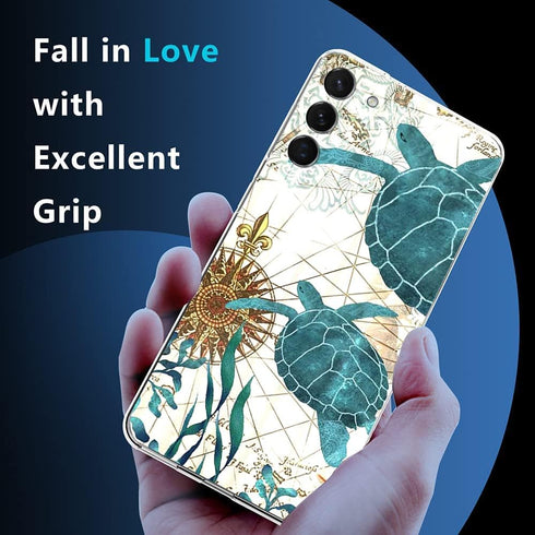 Compatible with Samsung Galaxy S22 Case, Sea Turtle seaweed Aesthetic Soft TPU Fashion Cool Slim Shockproof Protective Phone Cases for Women Girls...