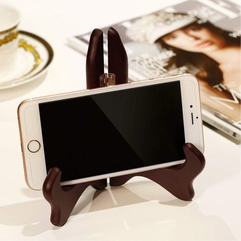 Tatuo 4 Packs Wooden Display Stand Plate Holder Easels (5 Inch, Red)...