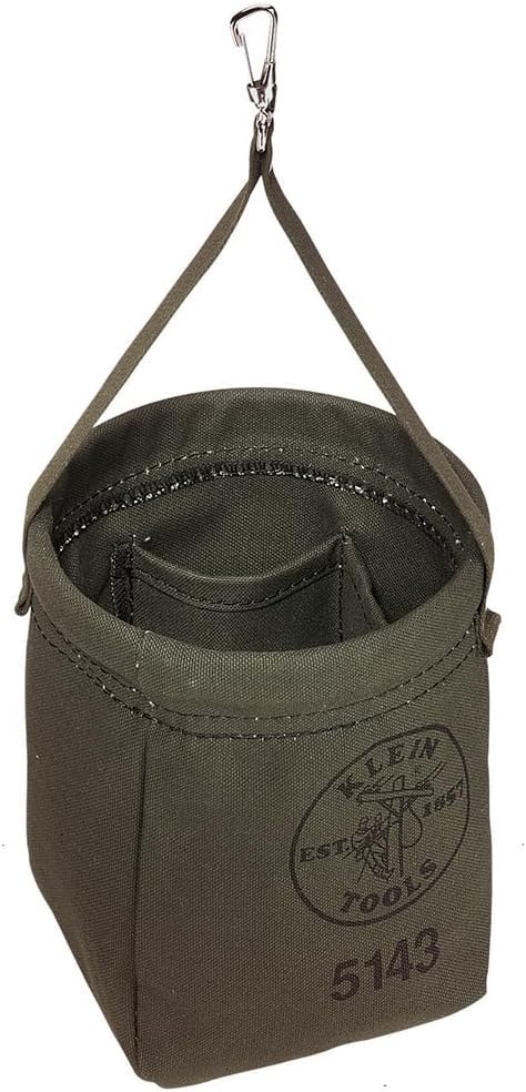 Klein Tools 5143 Canvas Tapered-Bottom Bag with Two Interior Pockets and a Snap Clip, Made of No. 10 Canvas...