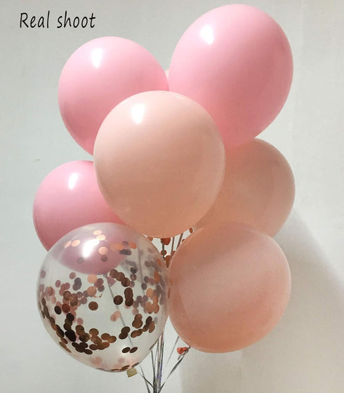 Pink & Rose Gold Confetti Balloons - 50 Count, 12inch, for Birthday Party Decorations...
