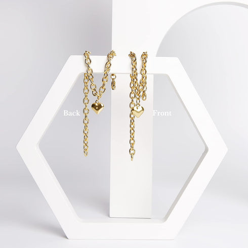 Dog Collar and Cat Chain Necklace Stainless Steel Adjustable 18K Gold Heart-Shaped Necklace for Small Pets Cats Kitten Puppy (Gold, 7 inch)...