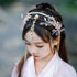 Long Tassel Headbands Hairband Simulated Pearl Leaf Tiaras and Crowns Hanfu Forehead Jewelry for Women Girls Hair Accessories (Metal Color : Style...
