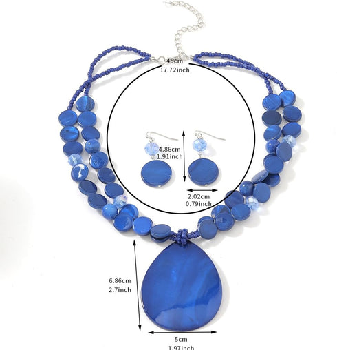 Big Teardrop Pendant Necklaces for Women Colorful Beaded Necklaces Statement Set for Holiday....