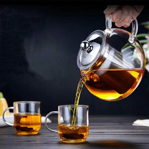 Small Teapot, Teapot with Infuser, Glass Tea Kettle Stovetop Safe, Blooming and Loose Leaf Tea Maker Set Gift for Women, 650ml/22oz...