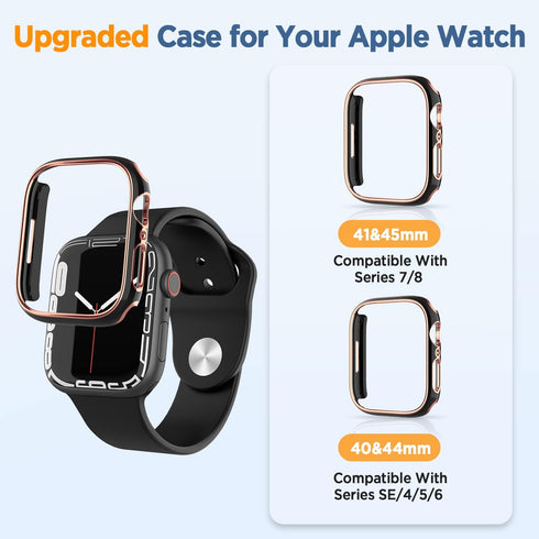4 Pack Luxury Bumper Case for Apple Watch Series 7, Hard PC Protector 41mm iWatch Cover Frame Smartwatch Accessories (Black*2+White*2)...