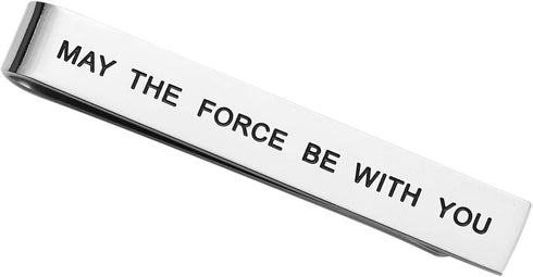 May The Force Be with You Tie Clip Star Wars Fan Gift Funny Gift Stainless Steel Polished Finish Tie Clips Men Women...
