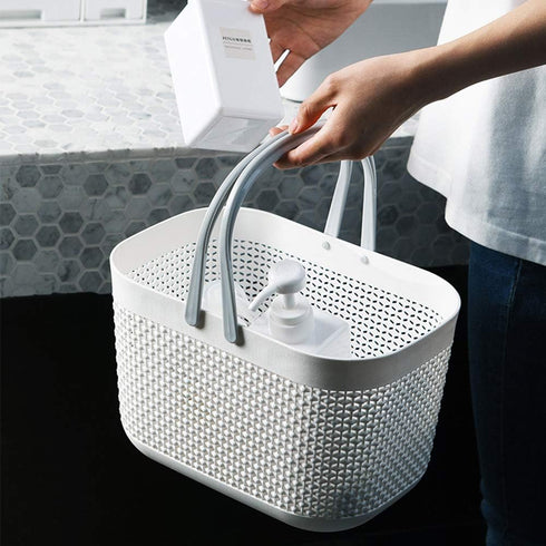 UUJOLY Plastic Organizer Storage Baskets with Handles, Shower Caddy Bins Organizer for Bathroom and kitchen?White?...