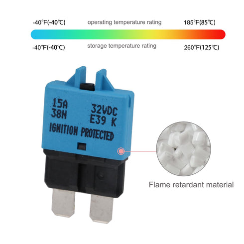 E39 Manual Low-Profile Resettable ATC/ATO Blade Fuse - 5A 10A 15A 20A 25A 30A for Car Trucks Marine Boat RV Solar and More 12V 24V (6PCS Mixed)...