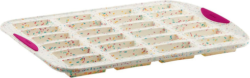 Trudeau 24 Slot Mini Bar Pan Silicone Bakeware, Confetti White...