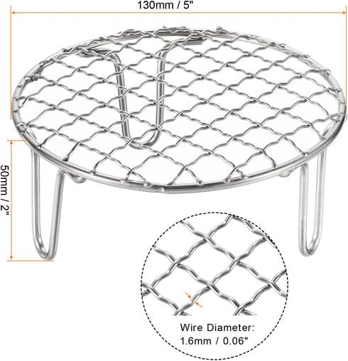 Round Cooking Rack 5-inch Stainless Steel Cross Wire Barbecue Grill Net with 50mm Legs for Cooking Baking Steaming BBQ...
