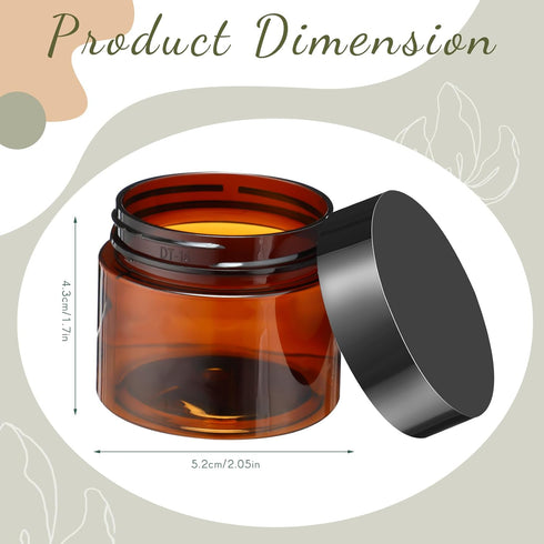 Patelai 4 Pieces Round Clear Wide-mouth Leak Proof Plastic Container Jars with Lids for Travel Storage Makeup Beauty Products Face Creams Oils Sal...