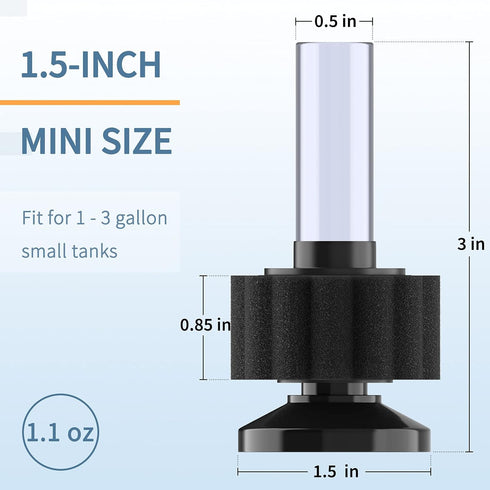 Pawfly Aquarium Nano Bio Sponge Filter Quiet Betta Fry Shrimp Foam Filter Kit with Airline Tubing for Small Fish Tank up to 3 Gallon, 3 Pack...