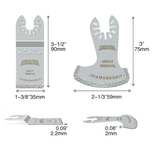Diamond Oscillating Tool Blade Set, Multi Tool Mortar Cutting Saw Blades Precise for Grout Removal, 4-Pack...