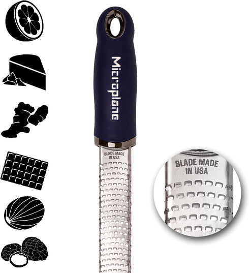 Microplane Premium Citrus Zester and Parmesan Grater (Dark Blue) - Blade Made in the USA...
