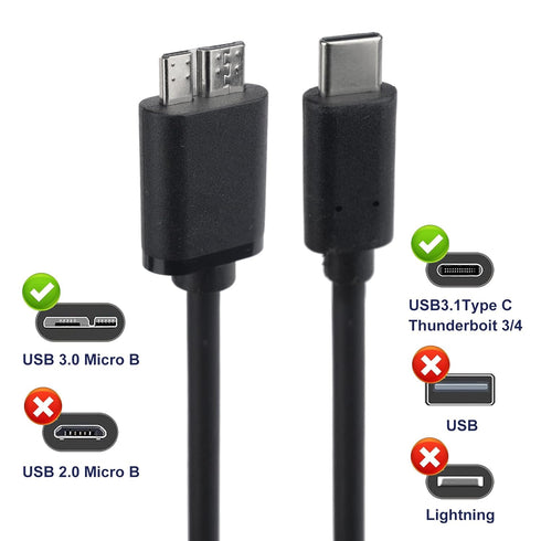 USB C to Micro USB 3.0 Fast Charging Cable 10Gbps High-Speed Sync Data Transfer Cable Cord Compatible with Samsung Galaxy S5 Note 3 Seagate WD Tos...