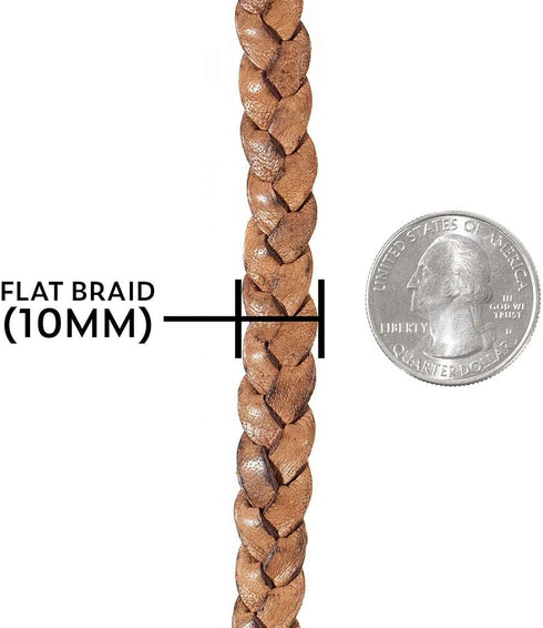 Craft County Flat Braided Leather Jewelry Craft Cord – Necklaces, Belts, Bracelets, Crafts and Jewelry Making (Black, 10mm X 5 Yards)...