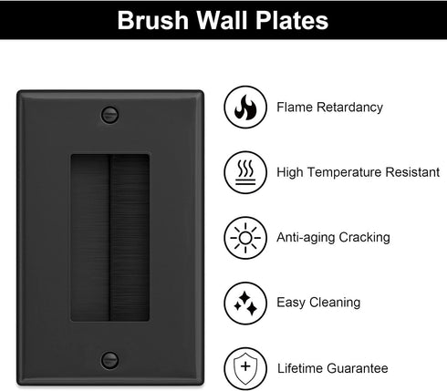 Iwillink Brush Wall Plate (2 Pack), Cable Pass Through Insert for Wires, Single Gang Cable Access Strap, Wall Socket for HDTV, Home Theater System...