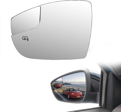 Left Driver Side View Heated Mirror Glass Replacement for 2012 2013 2014 2015 2016 2017 2018 Ford Focus Side Mirror Glass With Rear Holder Replace...
