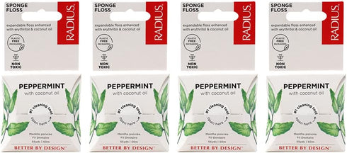 RADIUS Peppermint Dental Floss 55 Yards Vegan & Non-Toxic Oral Care Boost & Designed to Help Fight Plaque Clear - Pack of 4...