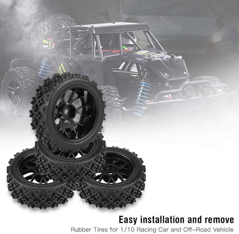 4PCS Replacement Tires for RC 1:10 Car, Racing Off Road Vehicle Tires Rubber Tyre Wheel Rim(Black)...