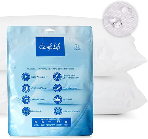ComfiLife 100% Waterproof Pillow Protectors – Pillow Cases – Zippered Pillow Covers for Bed Pillows (Standard)......