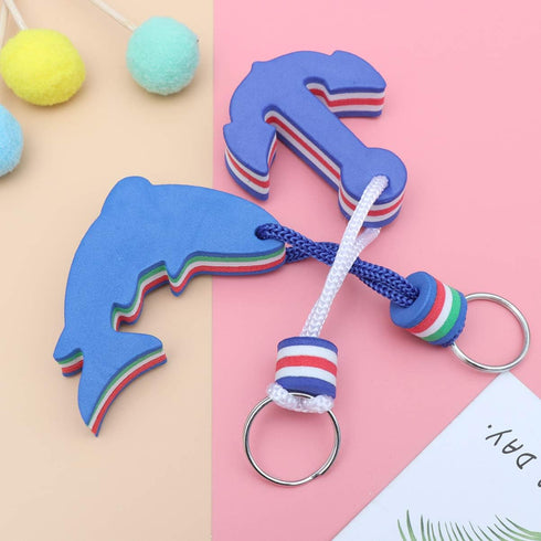 Floating Key Chain 2Pcs Floating Key Chains EVA Dolphin and Anchor Keyring Water Buoyant Keychain Floating Boat Keyrings for Boating Kayak Fishing...