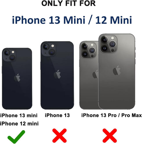 for iPhone 13 Mini Case, iPhone 12 Mini Case, with Belt Clip Holster,2X Screen Protector Heavy Duty Full Body Shockproof Rugged Protective Cover f...