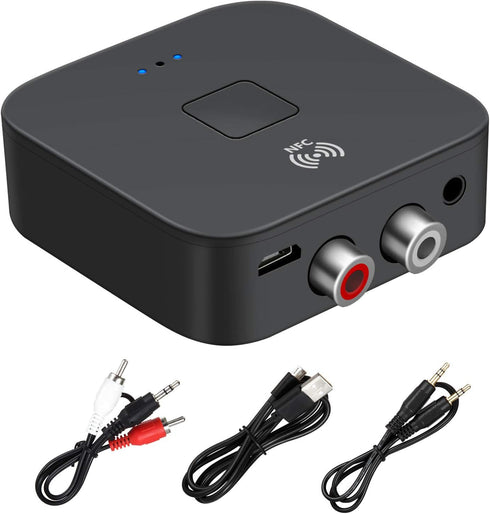 BEZO 5.0 Bluetooth Audio Receiver Adapter,NFC Wireless Bluetooth Extender,3.5mm AUX or RCA Input Speaker,Amplifier,Car Audio,Headphone,Home Stereo...