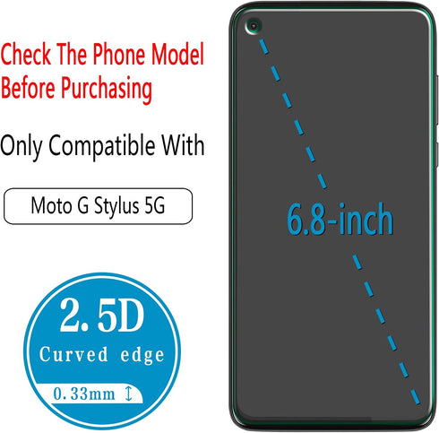 HPTech (2 Pack) Screen Protector Designed for Moto G Stylus 5G Tempered Glass, 9H Hardness, Anti Scratch, Bubble Free, Easy to Install...