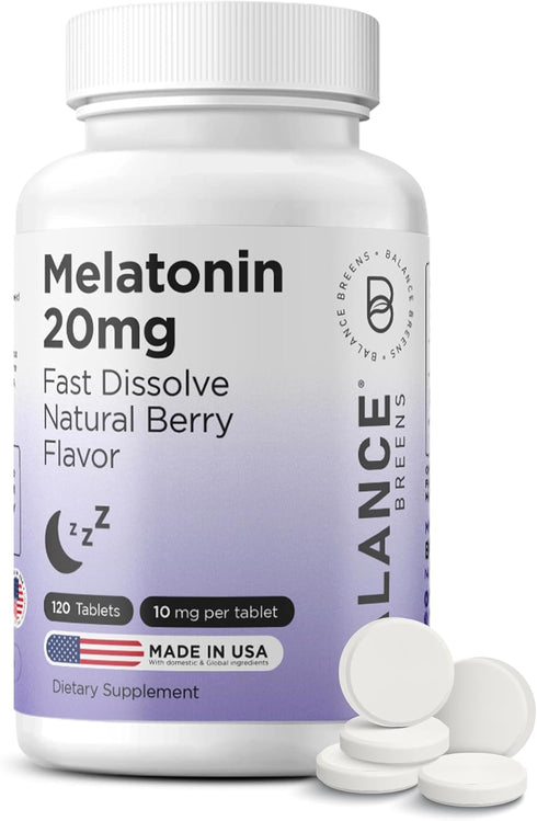 Balancebreens Melatonin 20mg Fast Dissolve Tablets - High Potency, Fast Acting, Natural Sleep Support - Sleep Aids for Adults - Non-Groggy, Drug-F...