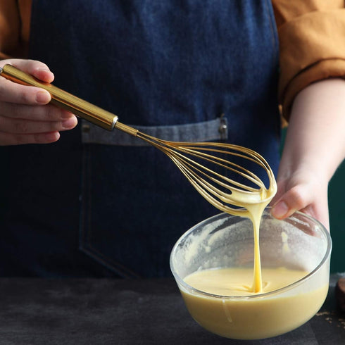 Berglander Gold Whisk Pack of 3 Stainless Steel 8",10",12", Titianium Plating Gold Whisks for Cooking, Beater,Wire Whisk Set Kitchen Wisk (Gold)...