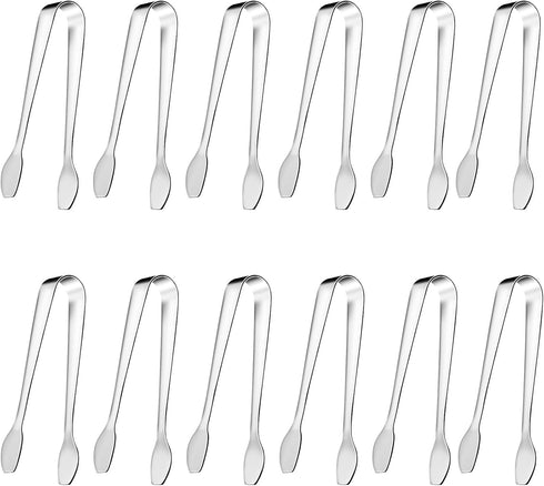 Mini Serving Tongs Mini Tongs for Appetizers 4.5 Inch Small Tongs for Serving Food,Food-Grade 304 Stainless Steel,Small Serving Utensils for Parti...